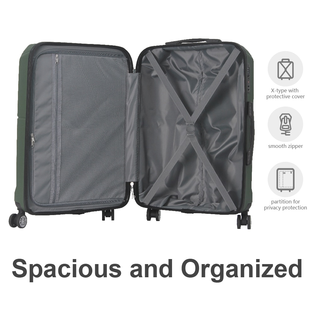 Green 3-Piece Premium ABS Luggage Set-20", 24", And 28" Suitcases With Multi-Position Handle, Silent Spinner Wheels, And TSA-Approved Lock-Durable, Stylish, And Spacious Travel Gear_voghion.com